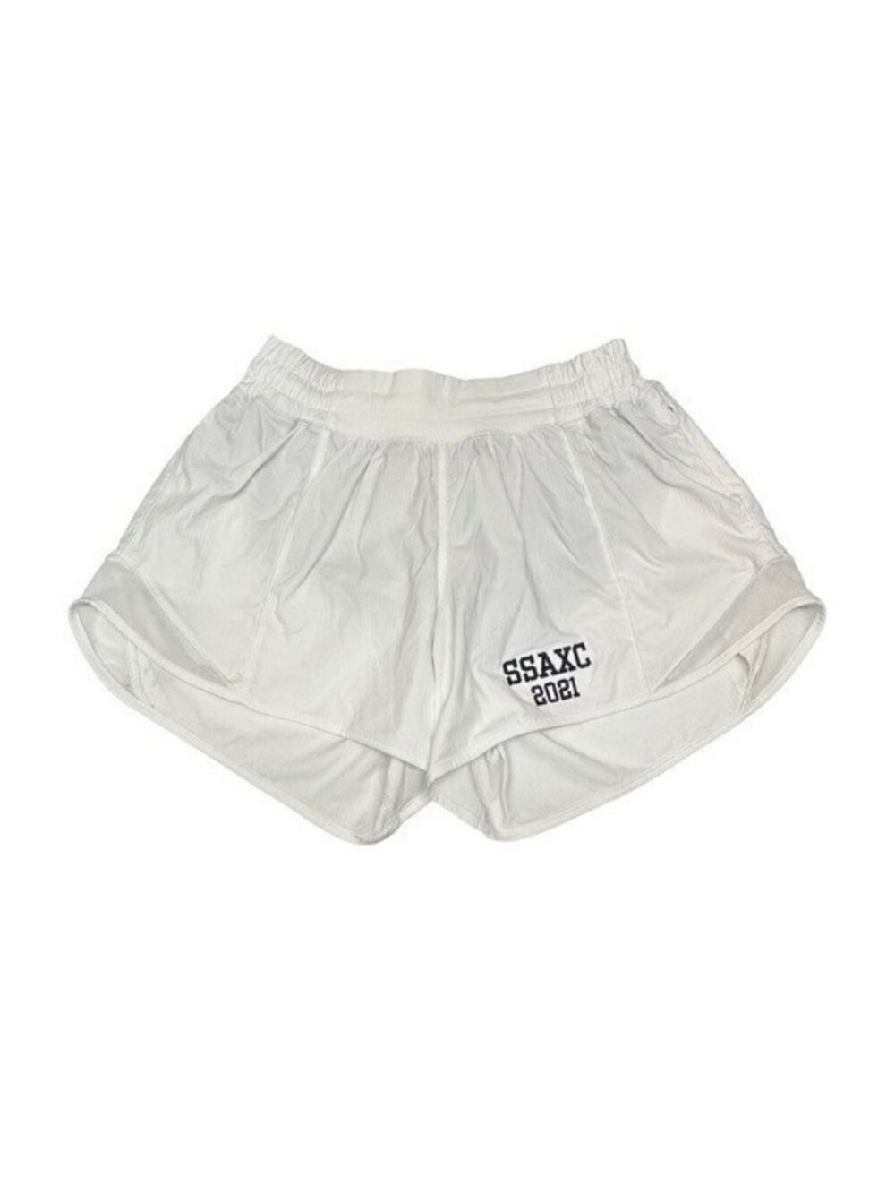 Lululemon Women's 6 Tall Hotty Hot Short II White W7ATJT Embroidered Stretch 4"